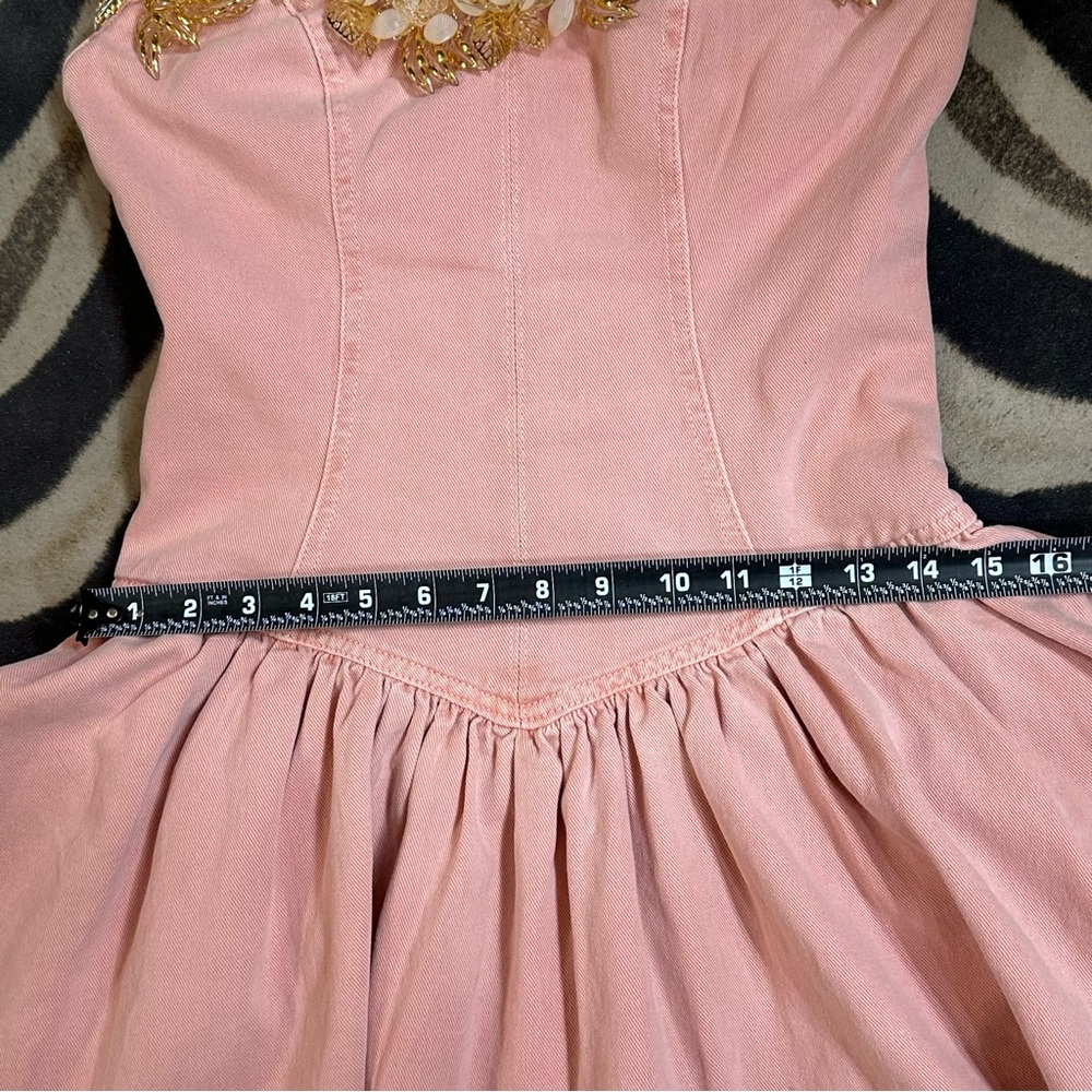 PatBO Pink Denim Mini Dress with Floral Accents🌸 - Picture 12 of 17